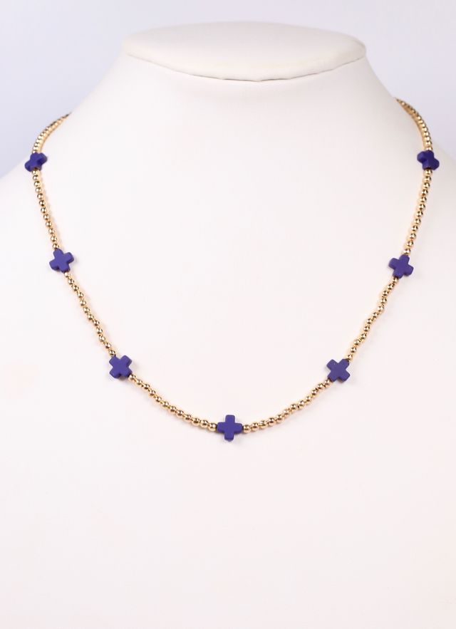 Kathy Necklace with Crosses NAVY