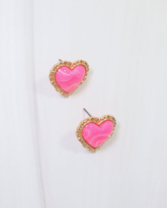 Maryville Heart Stud Earring Hot Pink