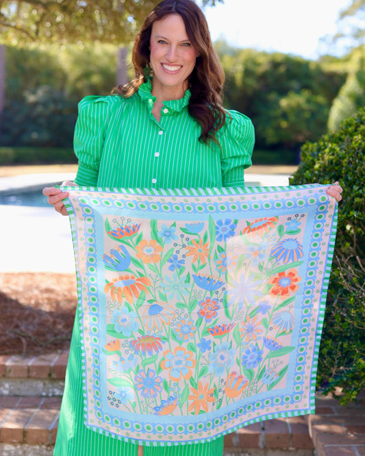 Brady Floral Print Scarf Blue