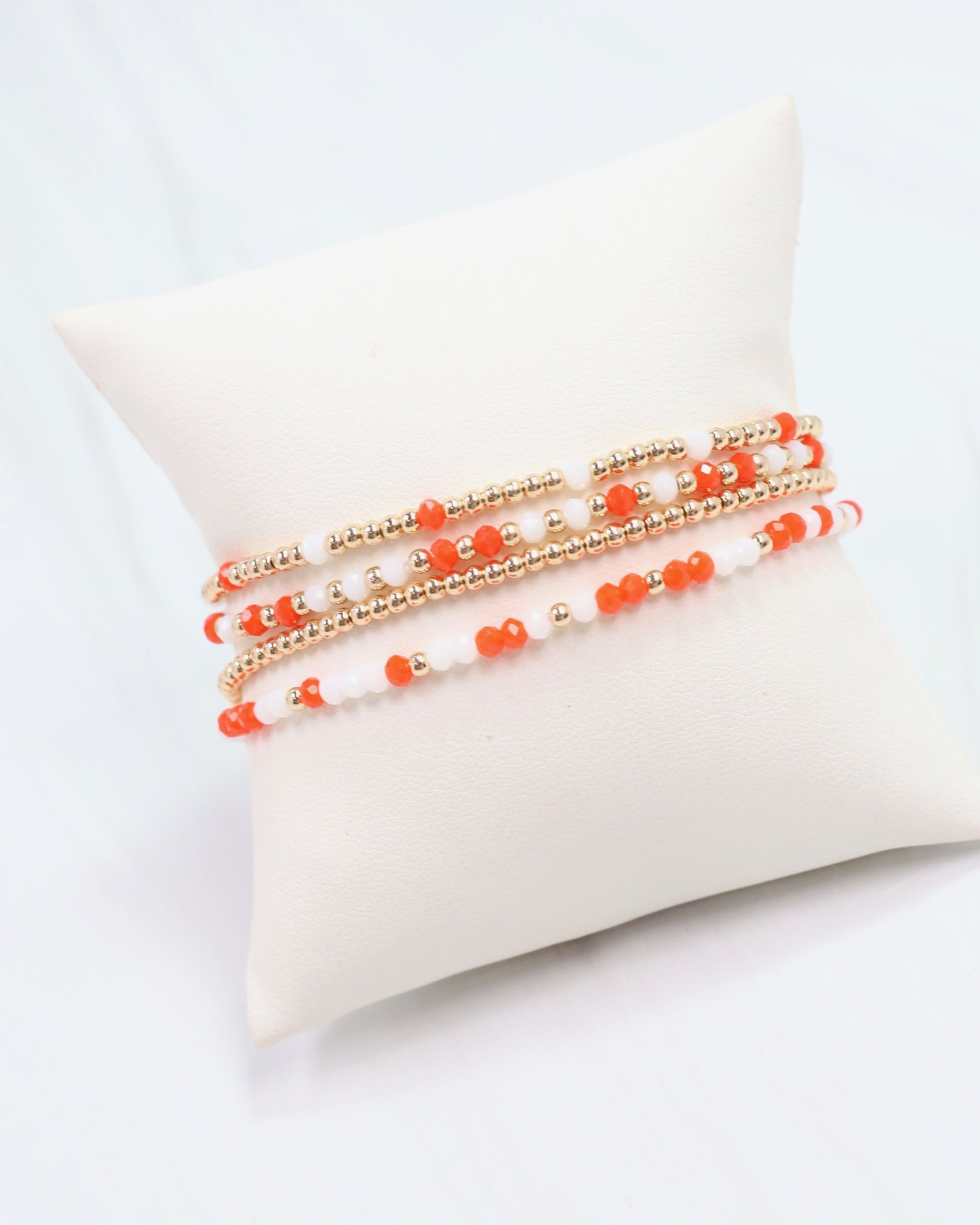 Lottie Beaded Bracelet set Orange White