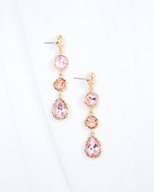 Sailish Linear Crystal Dangle Earring Pink
