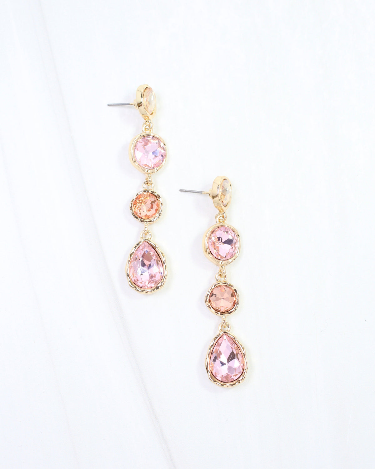 Sailish Linear Crystal Dangle Earring Pink