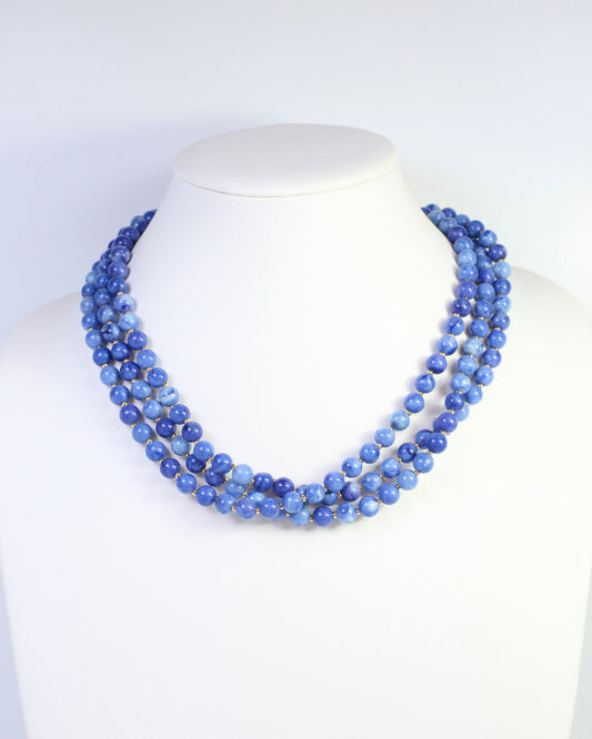 Brinley Beaded Layered Necklace Blue