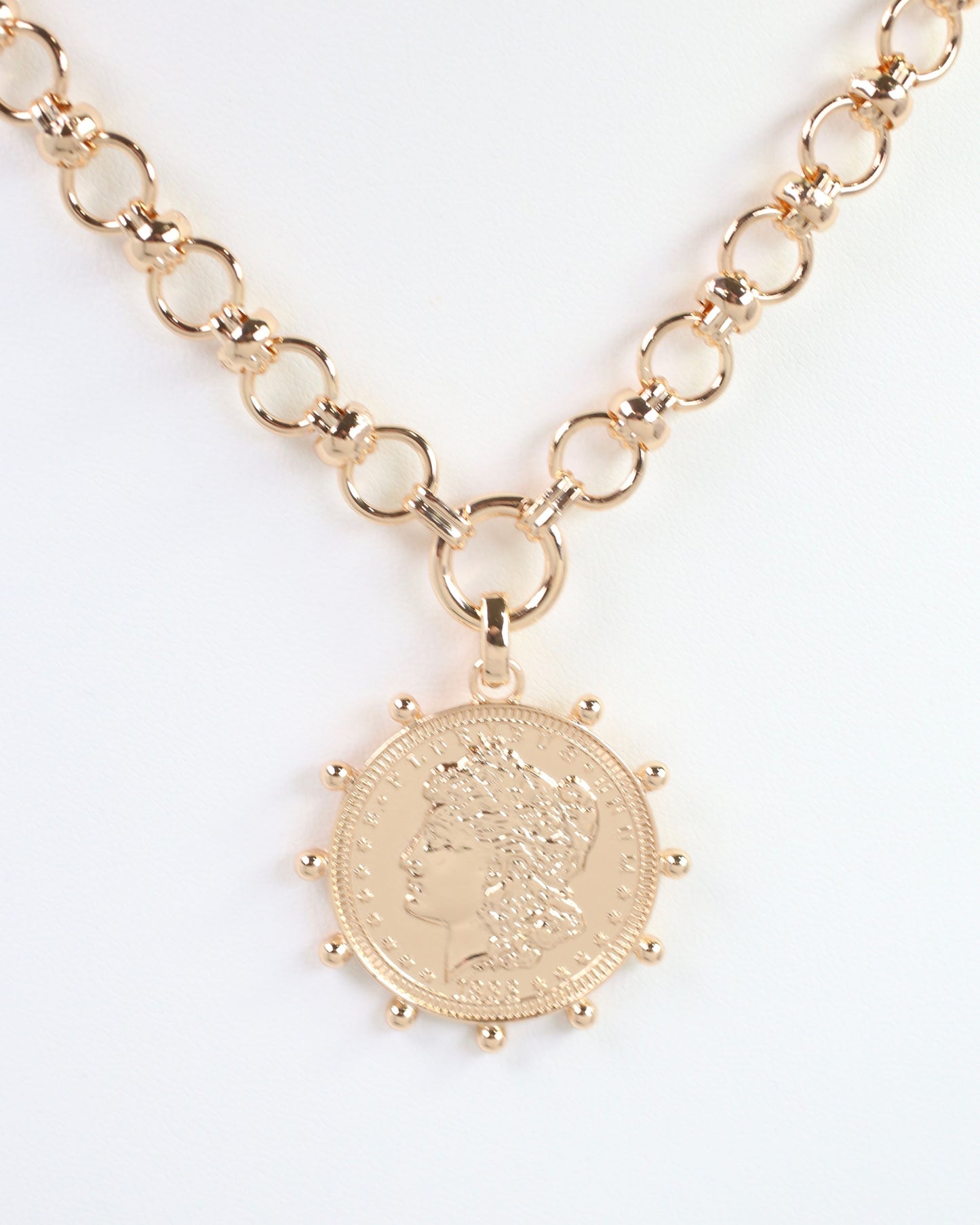 Chandra Coin Charm Necklace Gold