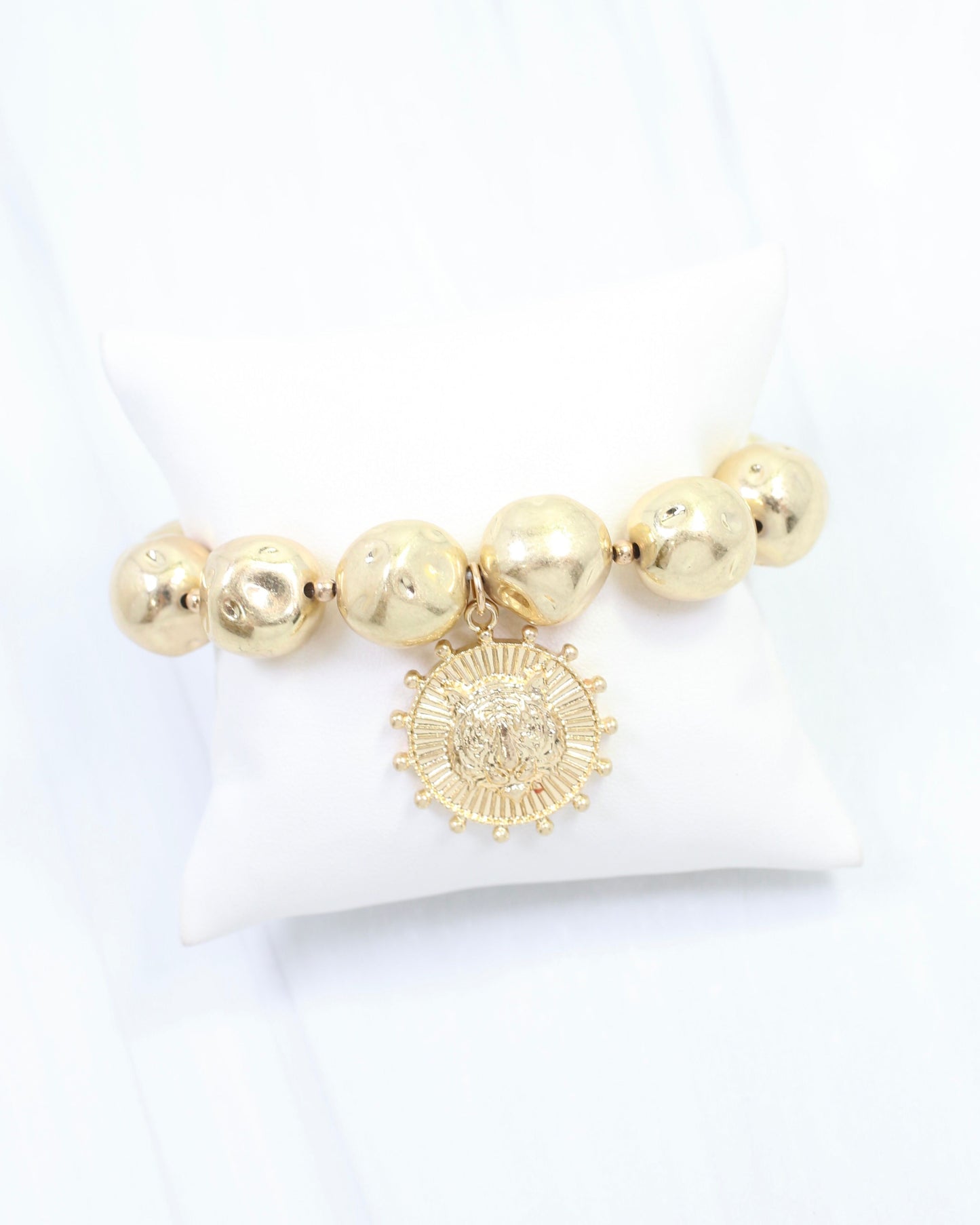 Carmen Coin Stretch Bracelet Tiger Worn Gold