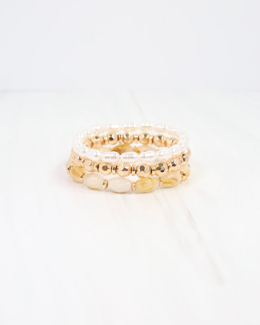 Athens Stretch Bracelet Set Ivory