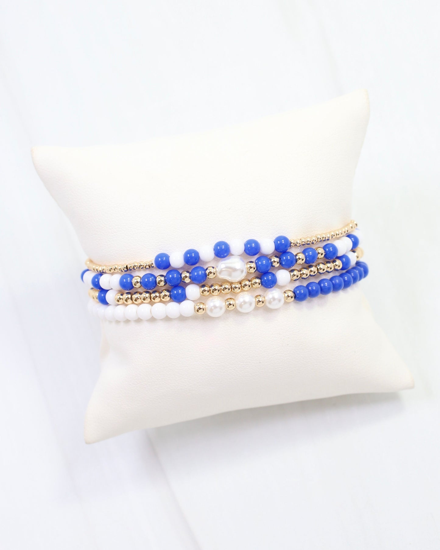 Josie Beaded Bracelet Set Blue White