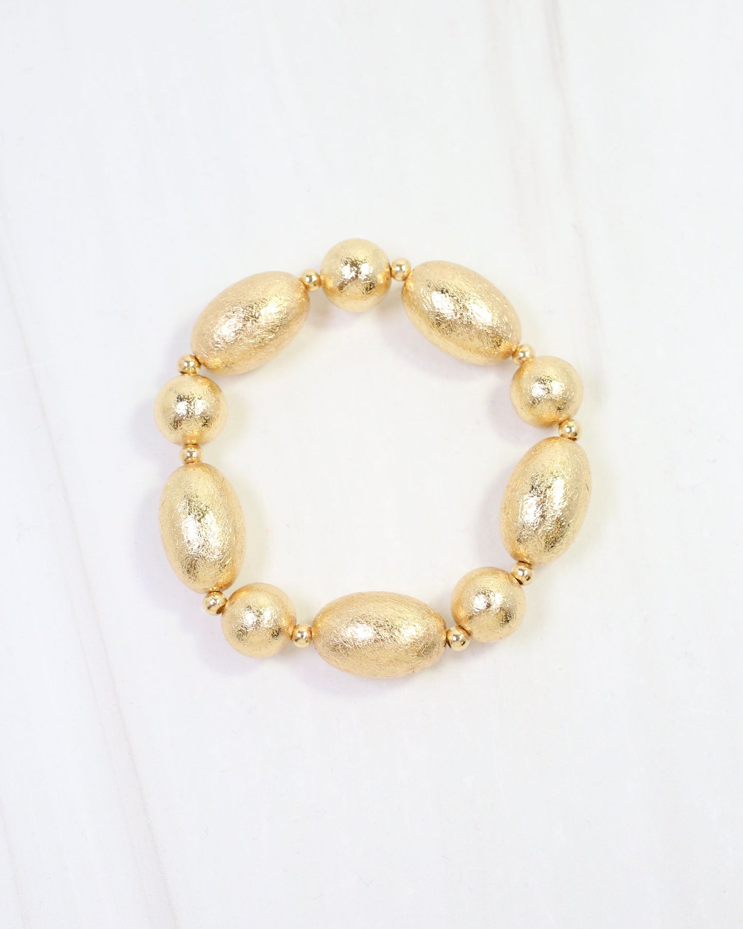Leena Textured Bead Stretch Bracelet Gold