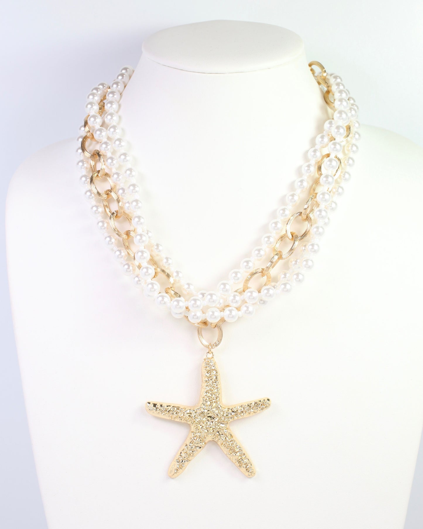 Castine Pearl Starfish Layered Necklace Gold