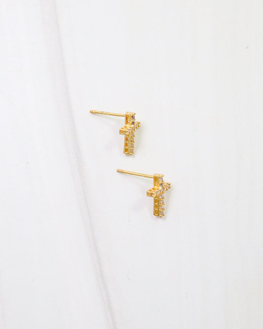 Wickham CZ Cross Earring Gold