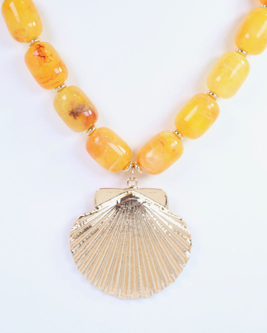 Bega Marble Beaded Shell Necklace Yellow