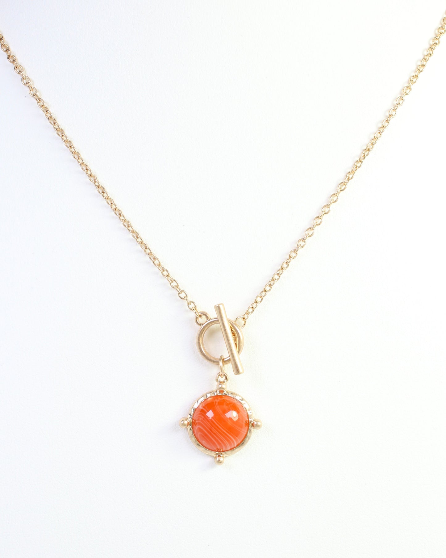 Florissant Round Pendant Necklace Orange