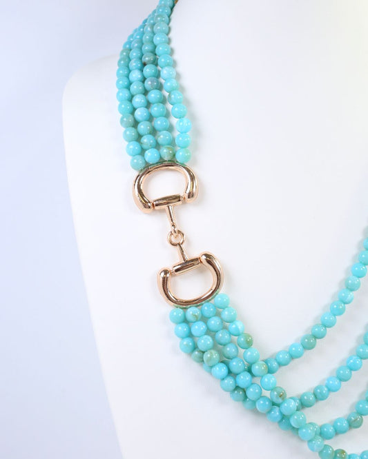 Braelyn Horsebit Beaded Layered Necklace Turquoise