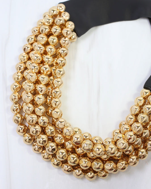 Cadence Multi Layered Beaded Necklace Shiny Gold