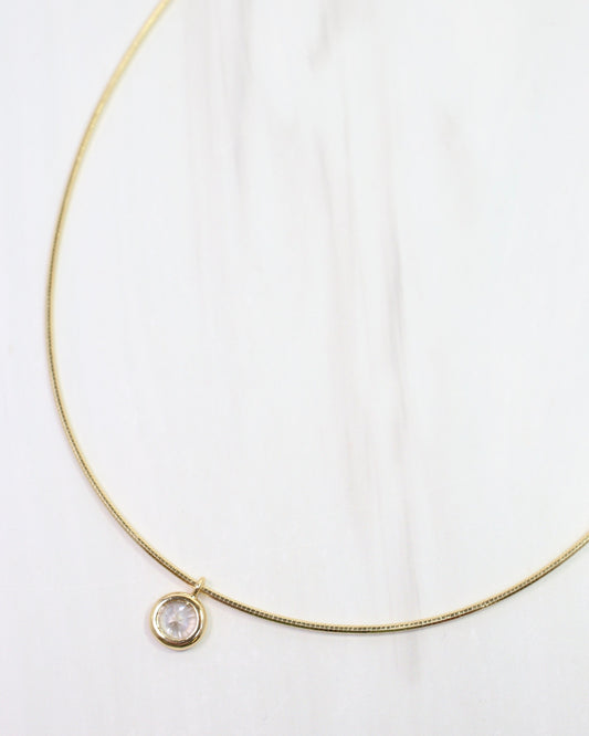 Eunice Round CZ Chain Necklace WR Gold