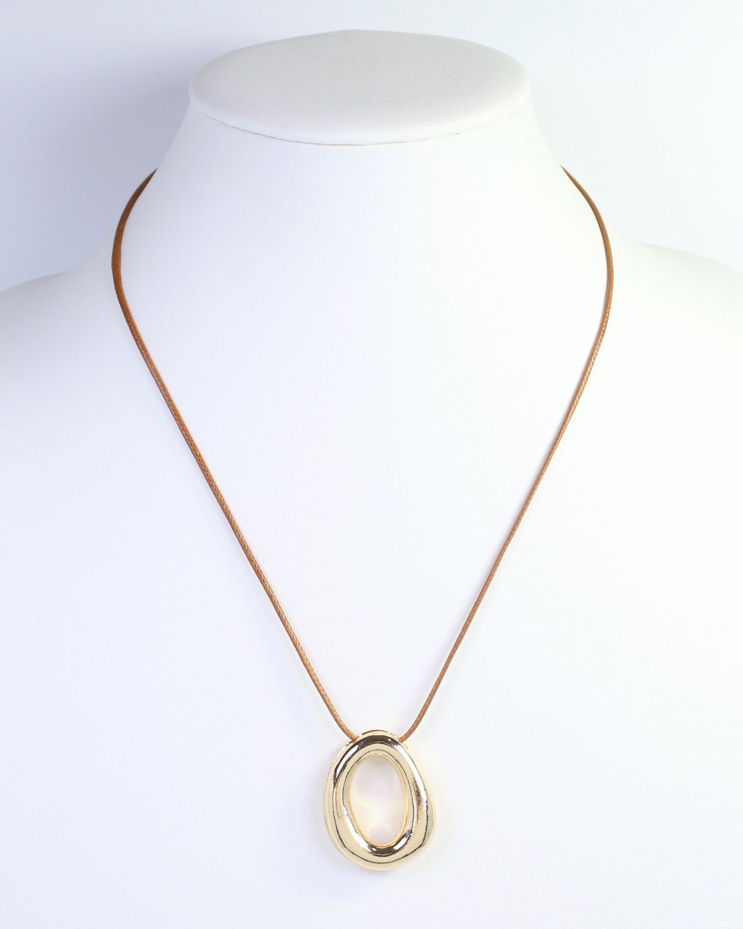 Enfield Round Pendant Cord Necklace Gold