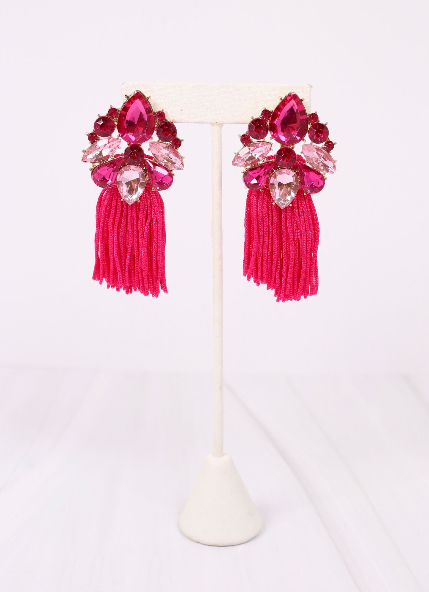 Robin Embellished Tassel Earring HOT PINK