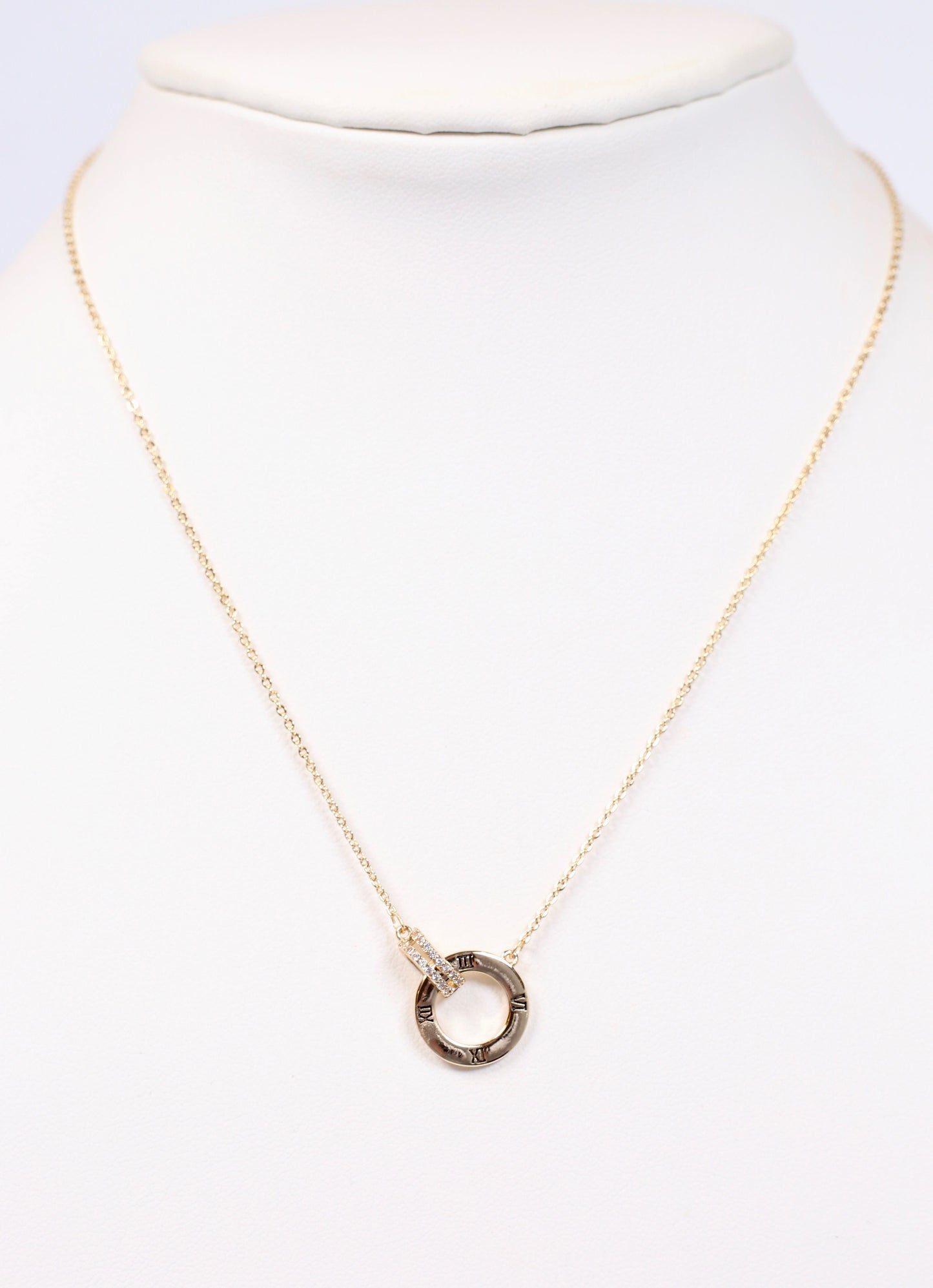 Cymbria Roman Numeral Necklace Gold