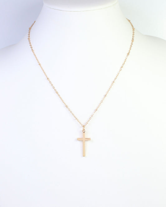 Cassandra Cross Necklace Worn Gold