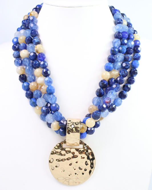 Larissa Beaded Necklace with Pendant Blue Multi