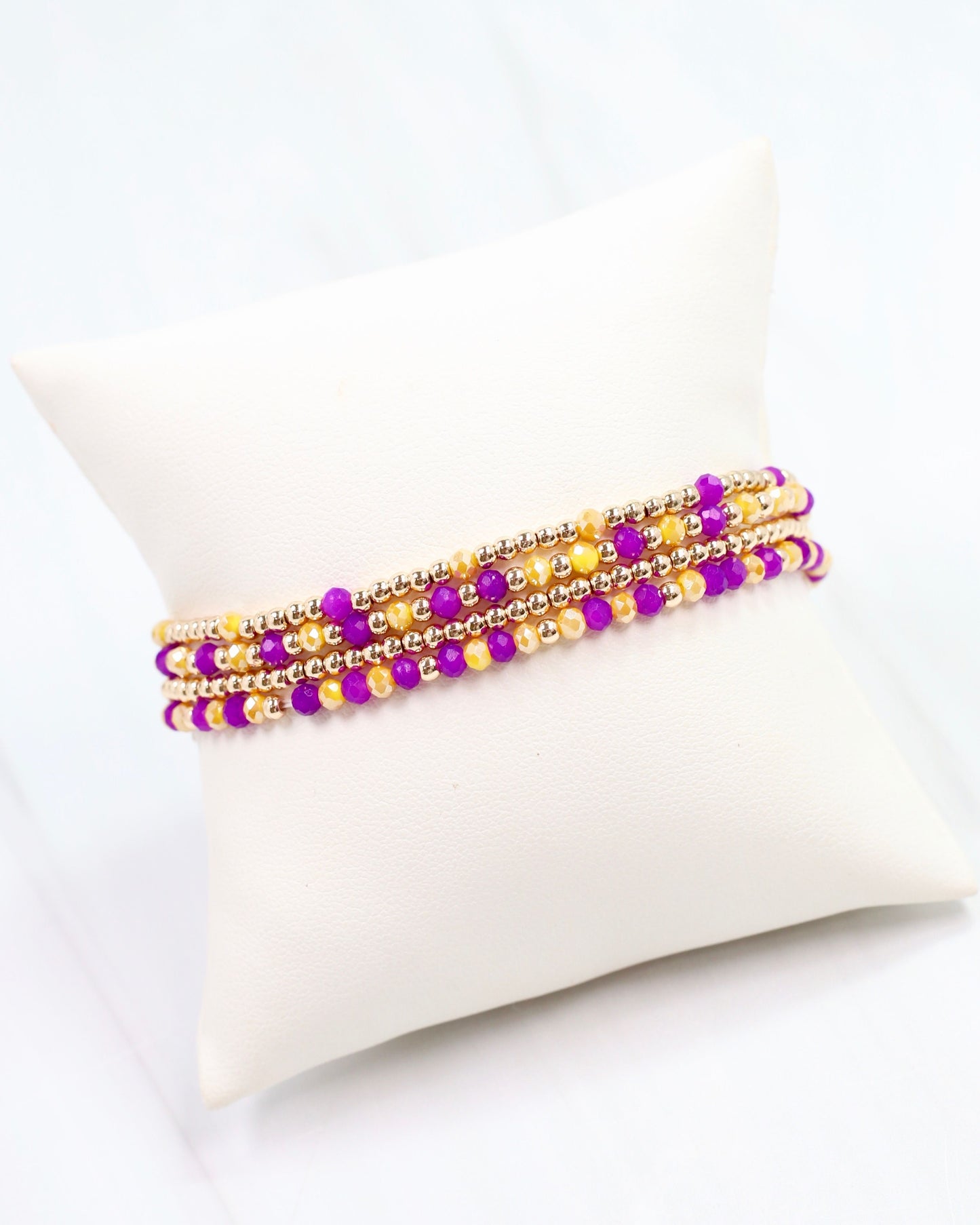 Lottie Beaded Bracelet set Purple Gold