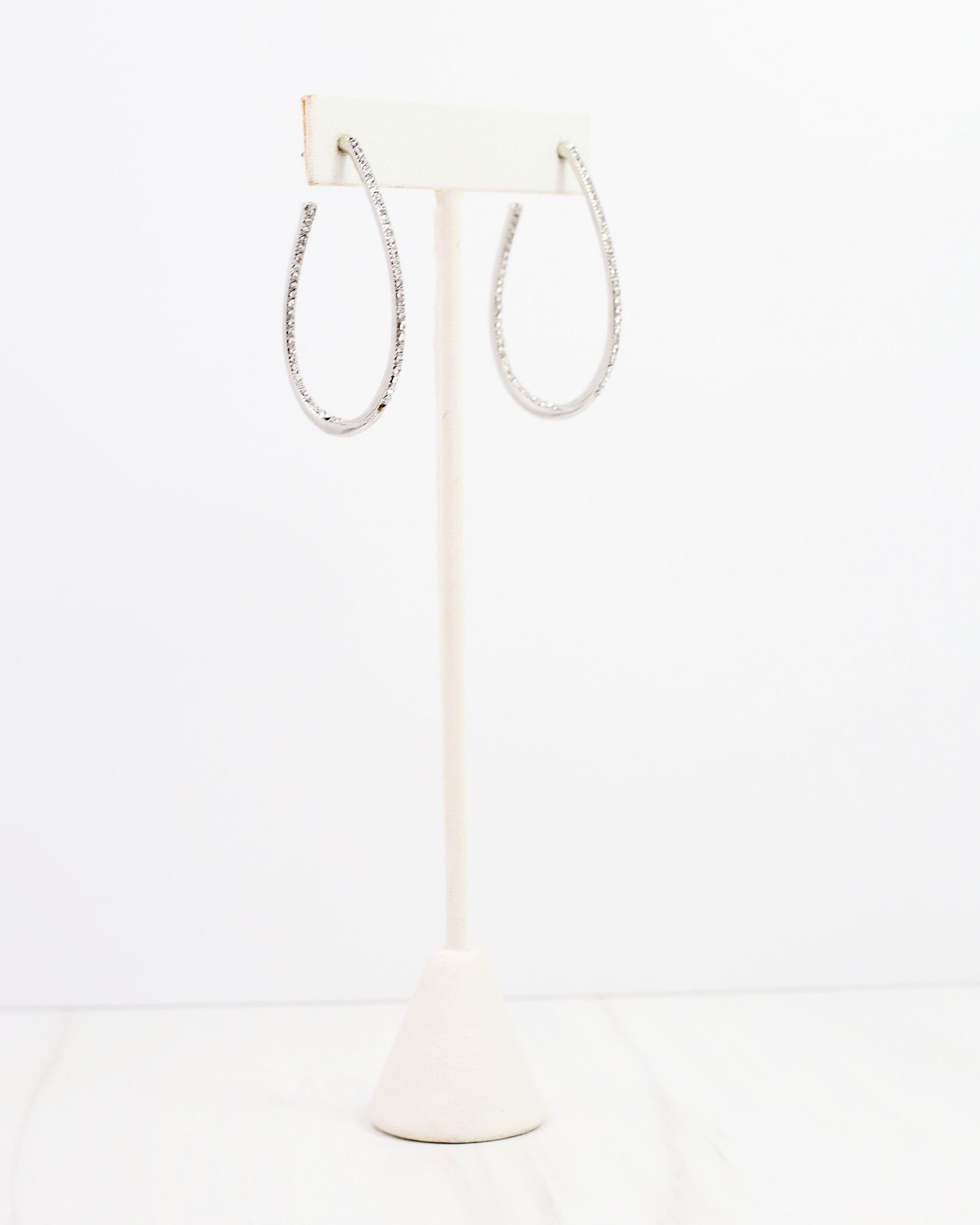 Bethie Crystal Oval Hoop Silver