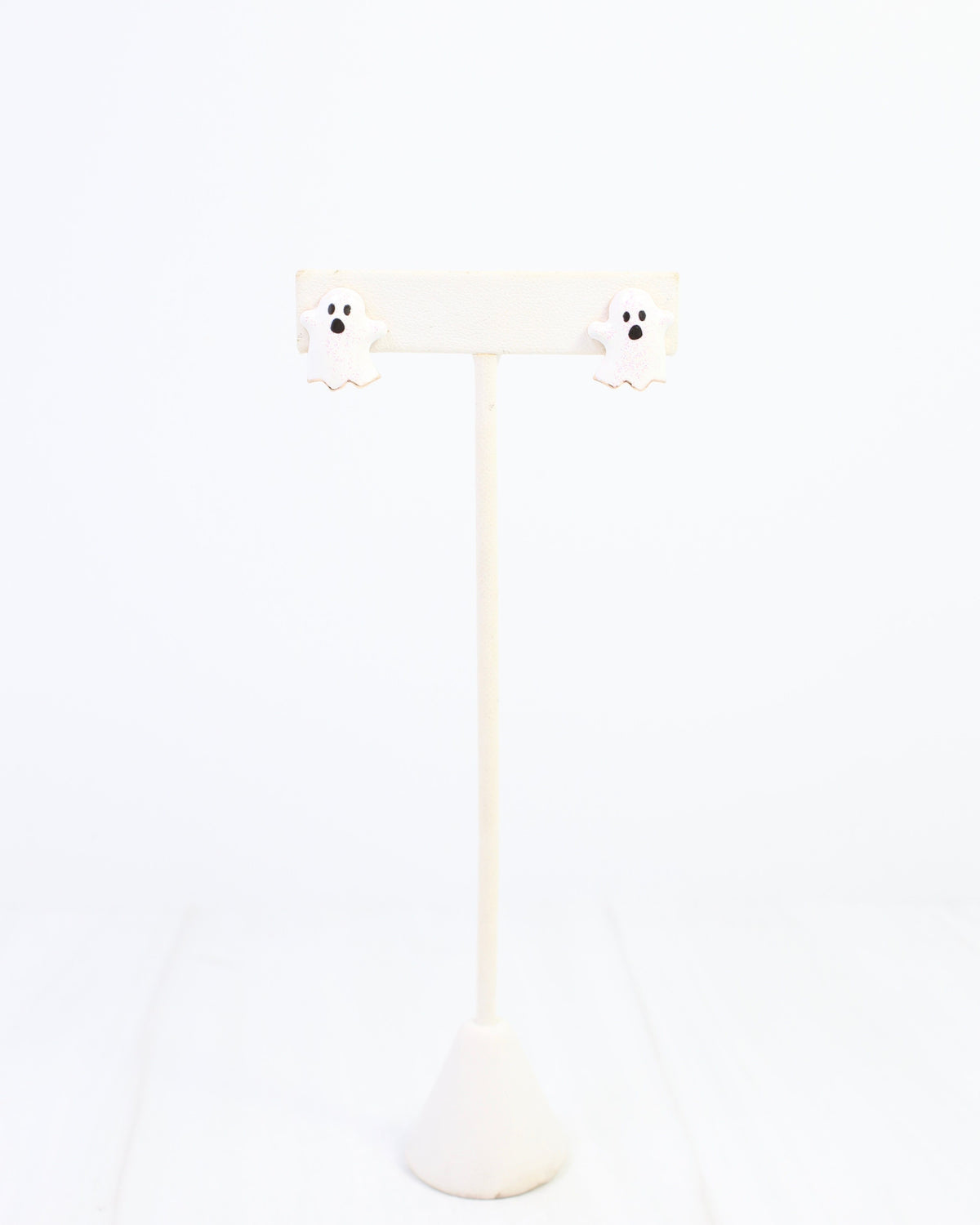Say Boo Ghost Stud Earring White