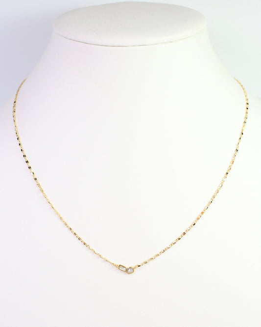 Minden Teardrop Baguette Necklace WR Gold