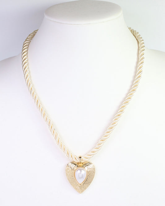 Norfolk Heart Pendant Cord Necklace Gold