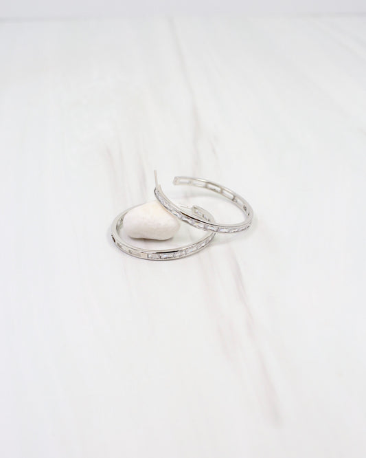 Westfield CZ Lined Hoop Earring Silver