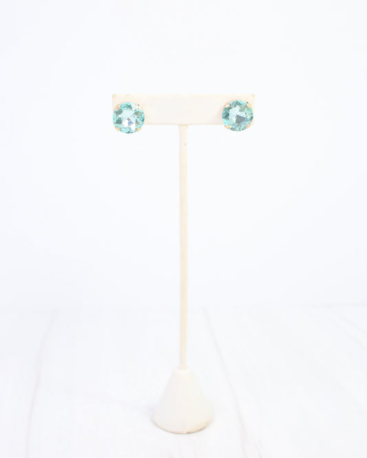 Andi Large Rhinestone Stud Earring Aqua