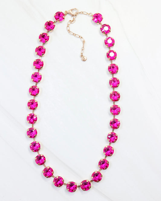 Andi Rhinestone Necklace Fuchsia