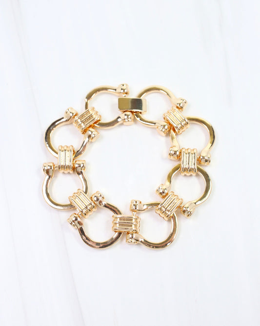 Ely Horsebit Chain Bracelet Gold