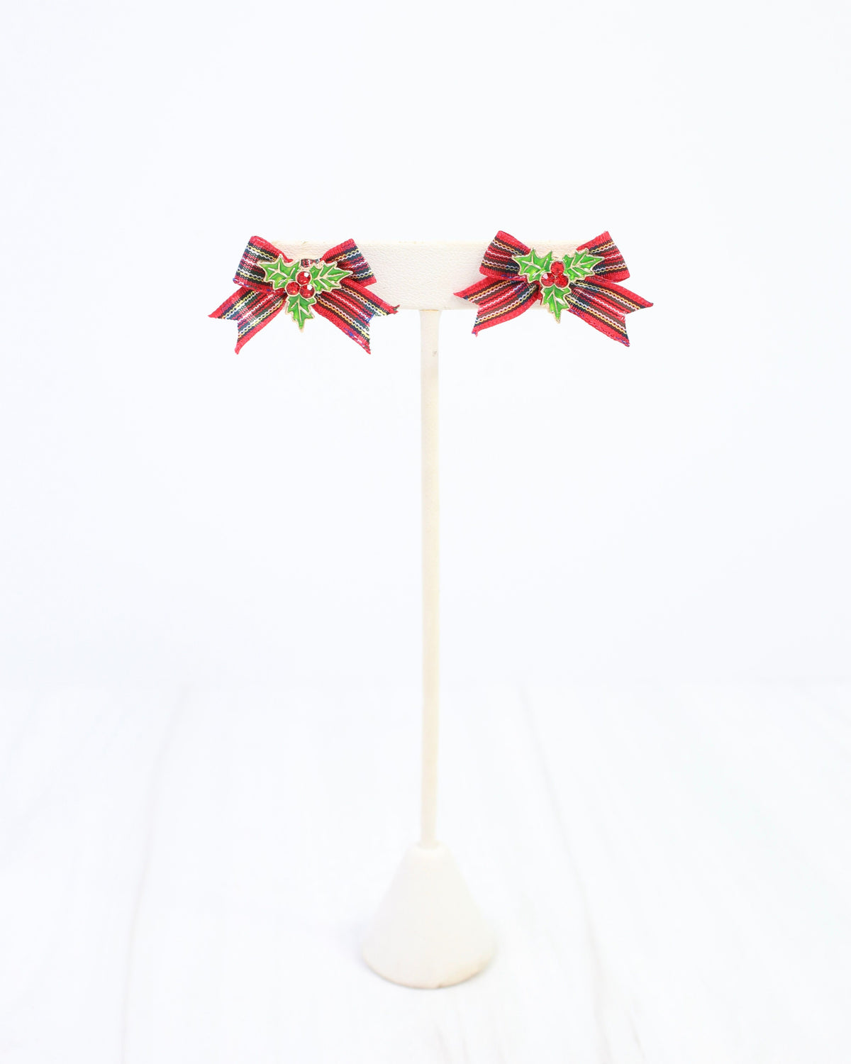 Perfectly Plaid Bow Earring Red