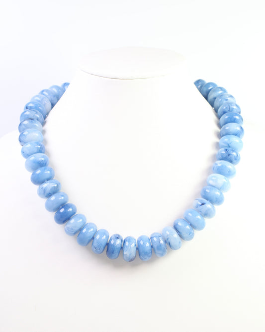 Pipestone Marble Beaded Necklace Blue