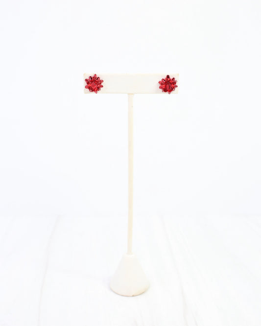 Let's Wrap Small Bow Stud Earring Red
