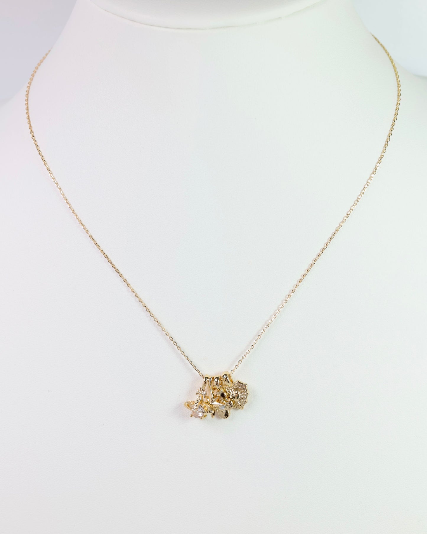 Star and Heart Charm Necklace Set Gold