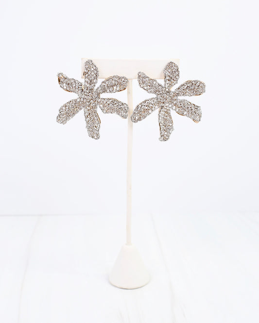 Vicenza Rhinestone Flower Post Earring Gold Silver