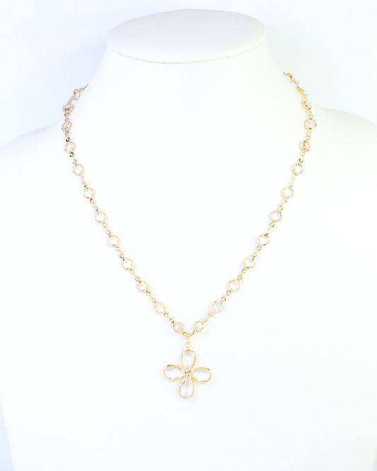 Luca Disc and Flower Necklace Gold