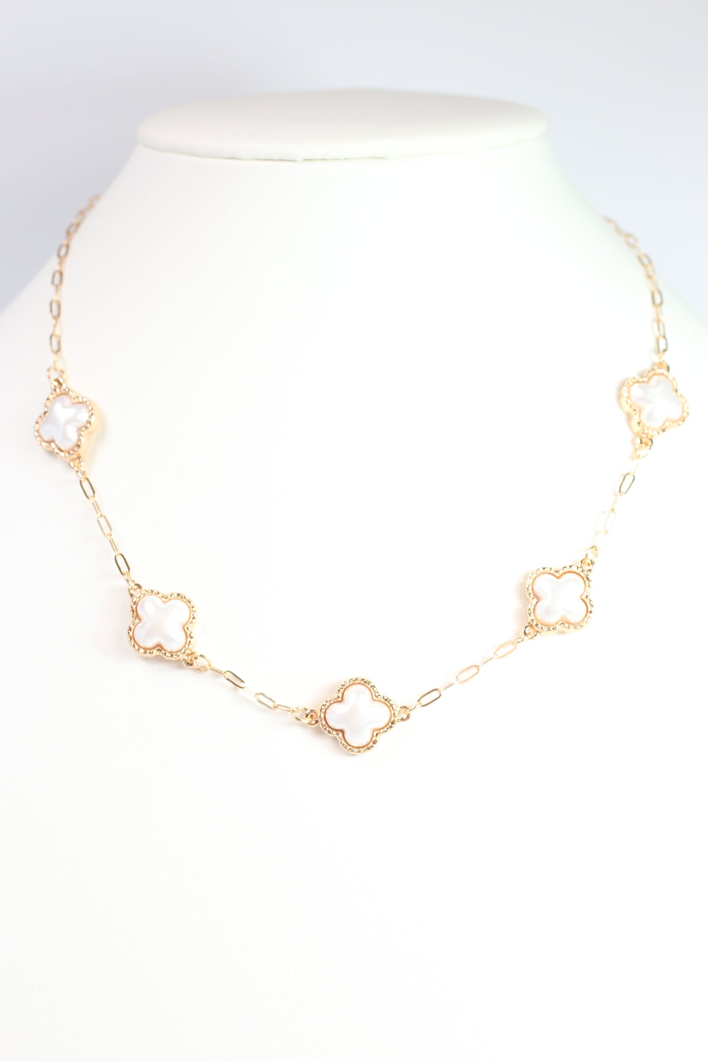 Burgess Pearl Clover Necklace Gold