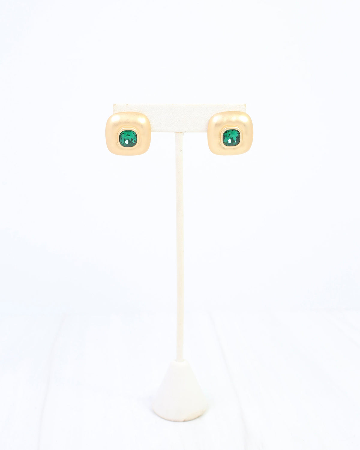 Monica Square Stud Earring Emerald