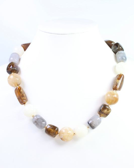 Mikela Beaded Necklace Brown Multi