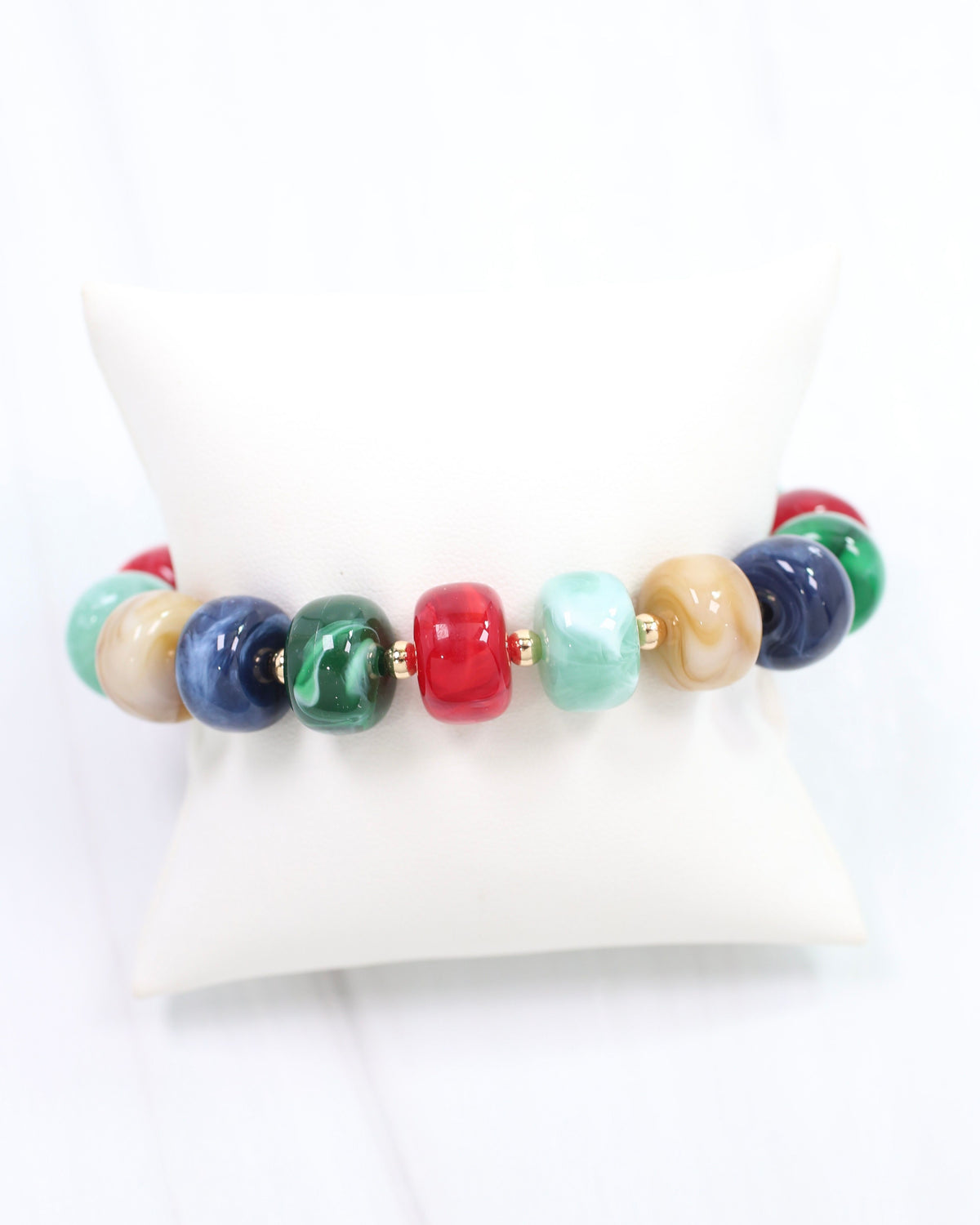 Tanner Beaded Bracelet DK GRN Multi