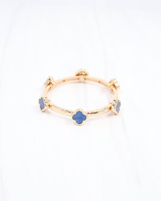 Reuben Clover Stretch Bracelet Blue