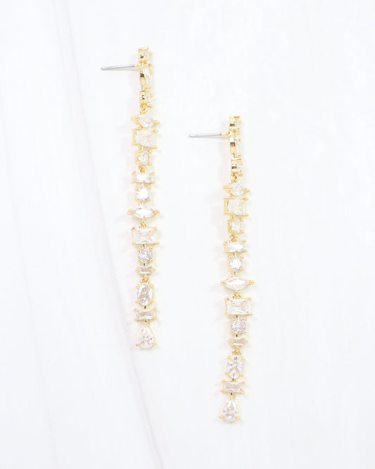 Merilee Multi CZ Drop Earring WR Gold