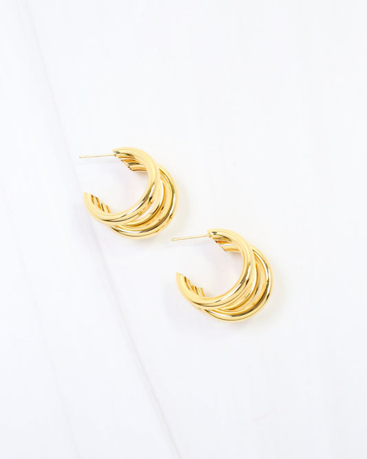 Binghampton Triple Hoop Earring WR Gold