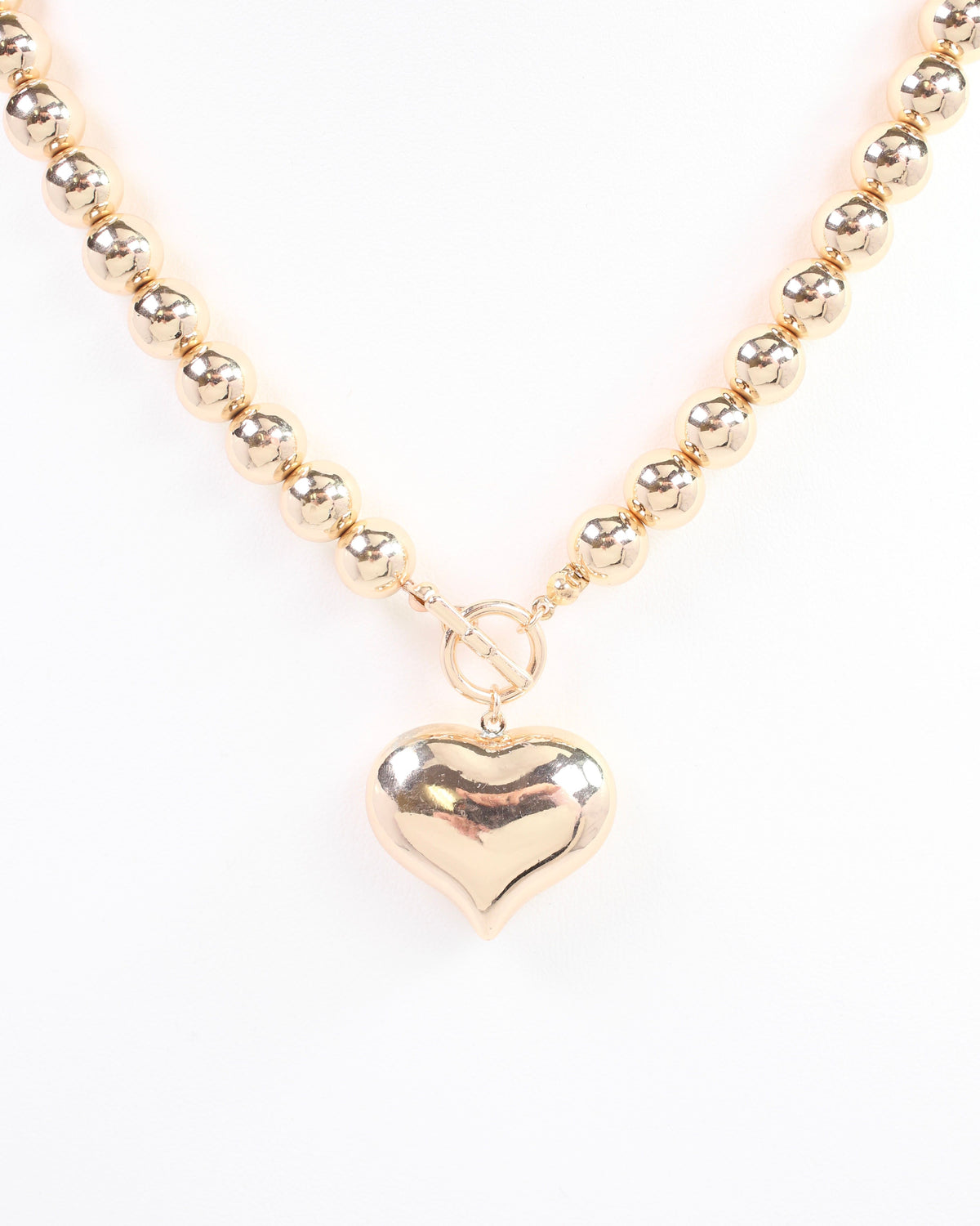 Goodman Bead and Heart Necklace Gold