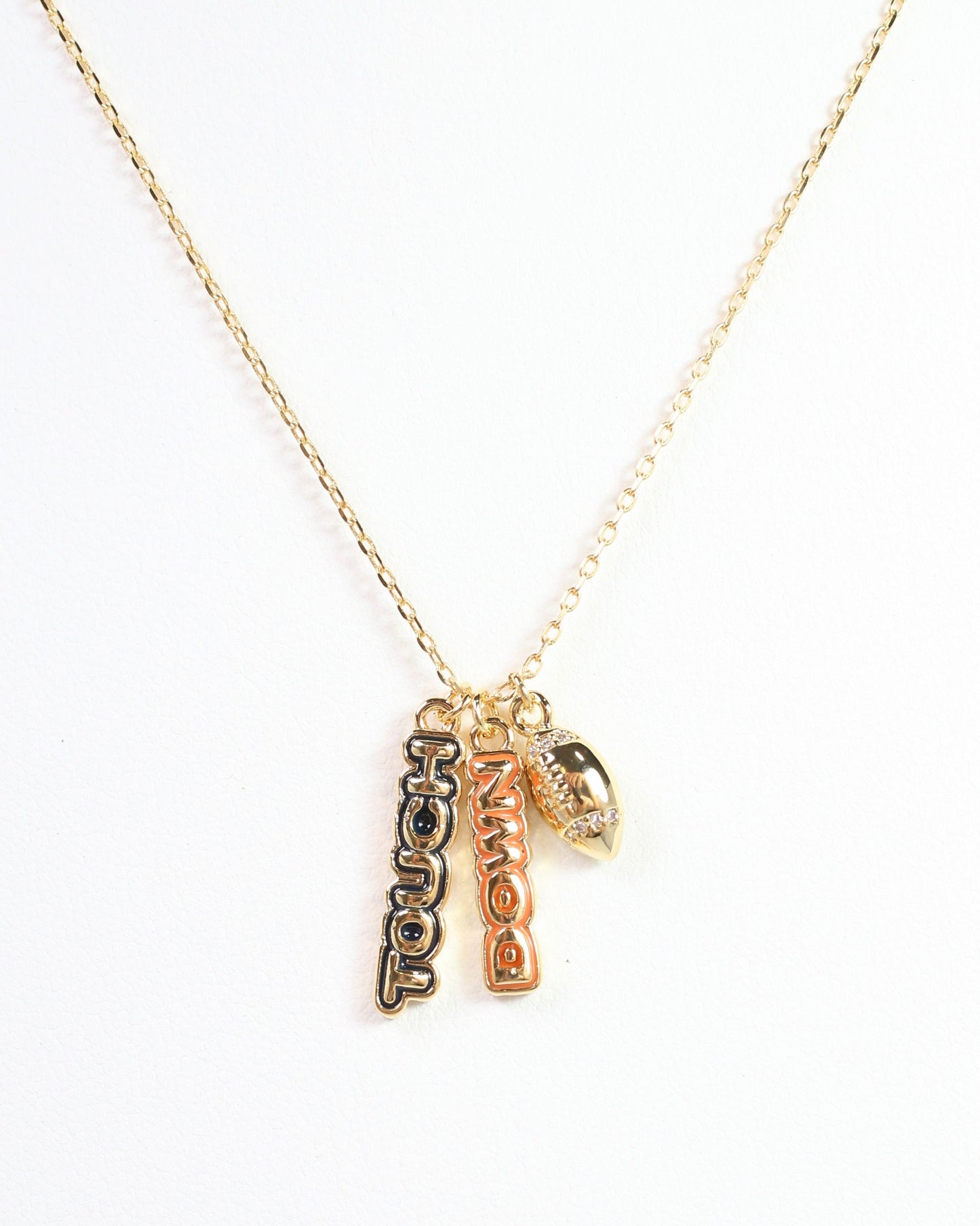 Enamel Touch Down Necklace Navy Orange