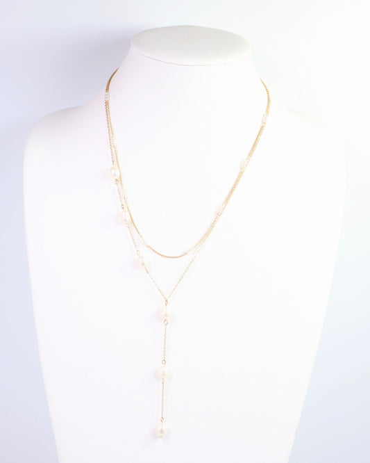 Bradley Pearl Drop Necklace Gold