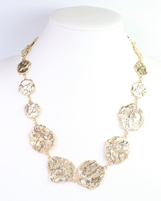 Ingham Textured Round Necklace Worn Gold
